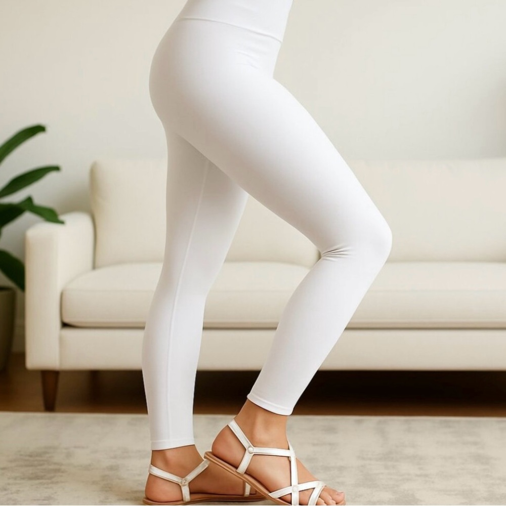 OS/TC NEW Womens Solid White Leggings Buttery Soft Yoga Pants